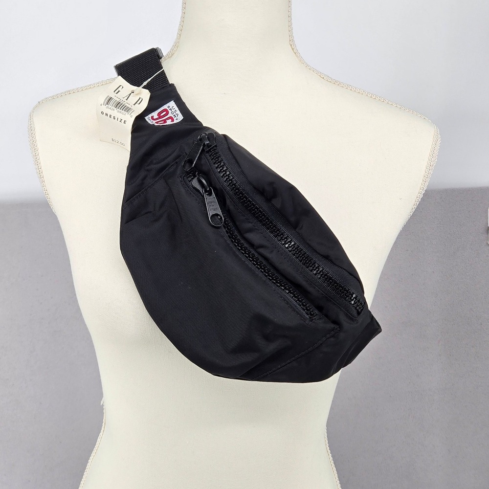 Vintage 90s GAP USA Sport 96 Black Nylon Fanny Pack Belt Bag NWT Y2K Gorpcore